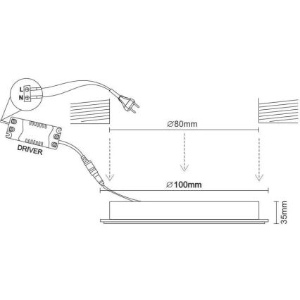 LED Vgradna svetilka LED/7,5W/230V 4000K bela/črna