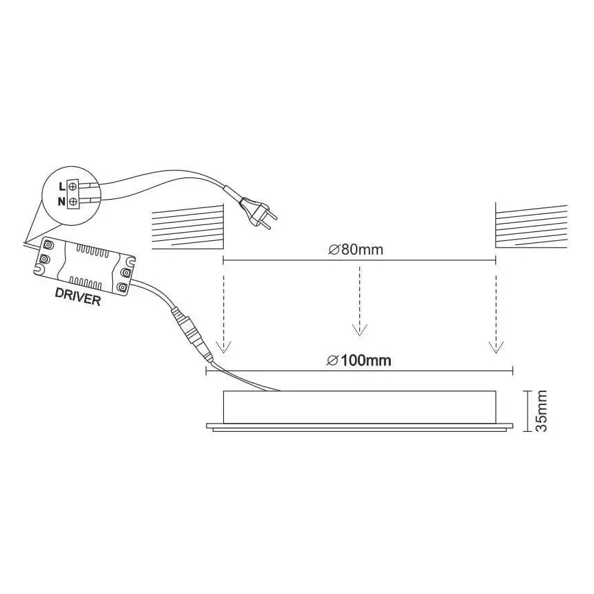 LED Vgradna svetilka LED/7,5W/230V 4000K črna/zlata