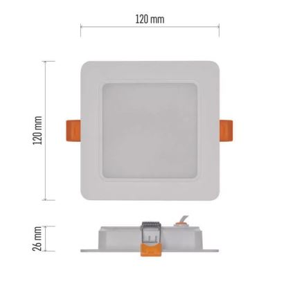 LED Vgradna svetilka LED/9W/230V 12x12 cm bela