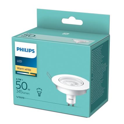 LED Vgradna svetilka Philips 1xGU10/4,7W/230V 2700K