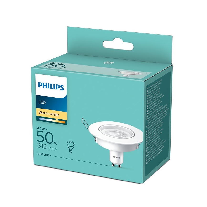 LED Vgradna svetilka Philips 1xGU10/4,7W/230V 2700K