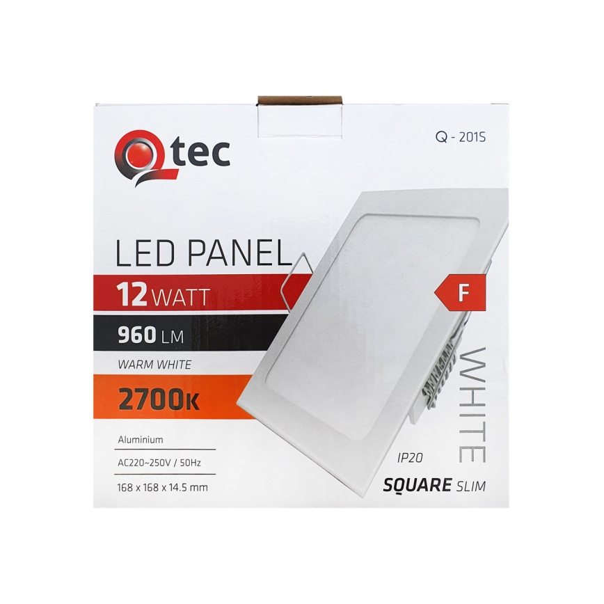 LED Vgradna svetilka QTEC LED/12W/230V 2700K 16,8x16,8 cm