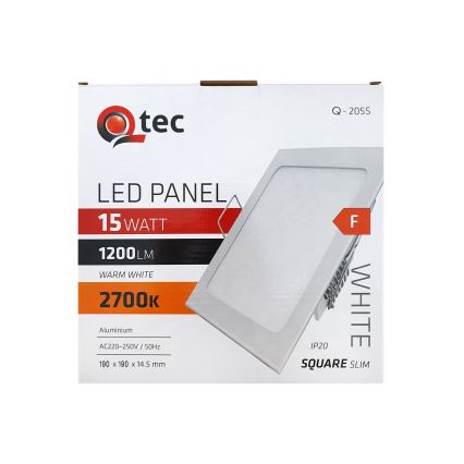 LED Vgradna svetilka QTEC LED/15W/230V 2700K 19x19 cm