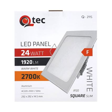 LED Vgradna svetilka QTEC LED/24W/230V 2700K 29,2x29,2 cm