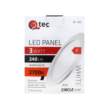 LED Vgradna svetilka QTEC LED/3W/230V 2700K pr. 8,3 cm