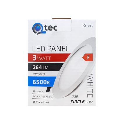 LED Vgradna svetilka QTEC LED/3W/230V 6500K pr. 8,3 cm