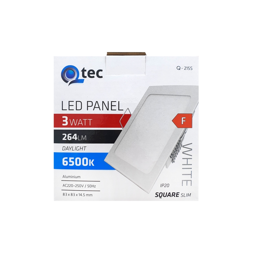 LED Vgradna svetilka QTEC LED/3W/230V 6500K 8,3x8,3 cm