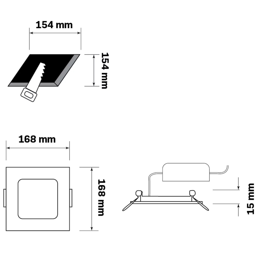 LED Vgradna svetilka RIGEL LED/10W/230V 4000K 16,8x16,8 cm črna