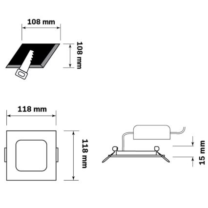 LED Vgradna svetilka RIGEL LED/4,8W/230V 4000K 11,8x11,8 cm črna