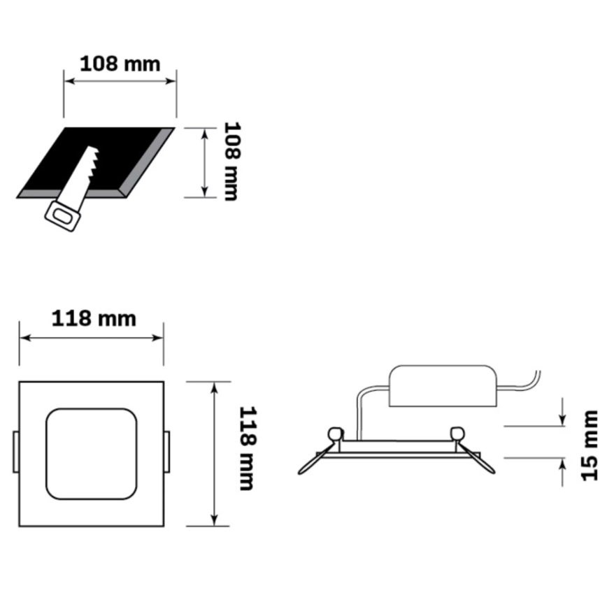 LED Vgradna svetilka RIGEL LED/4,8W/230V 4000K 11,8x11,8 cm črna