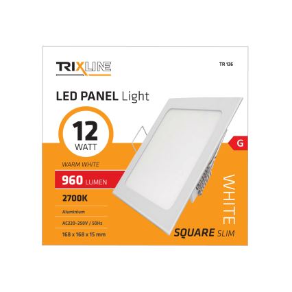 LED Vgradna svetilka SQUARE LED/12W/230V 2700K