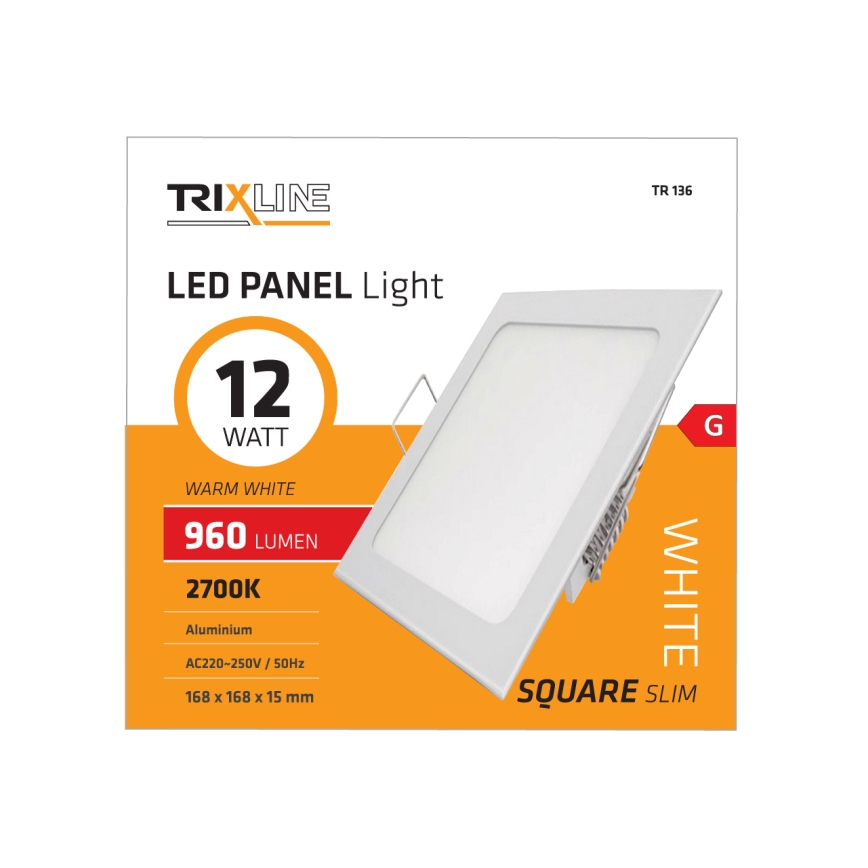 LED Vgradna svetilka SQUARE LED/12W/230V 2700K