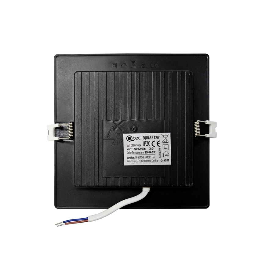 LED Vgradna svetilka SQUARE LED/12W/230V 4000K 17x17 cm črna