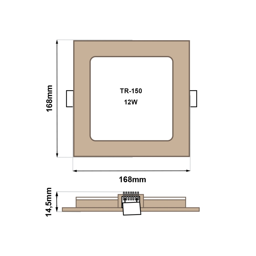 LED Vgradna svetilka SQUARE LED/12W/230V 4200K 16,8x16,8 cm rjava