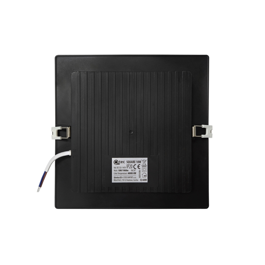 LED Vgradna svetilka SQUARE LED/18W/230V 4000K 22x22 cm črna