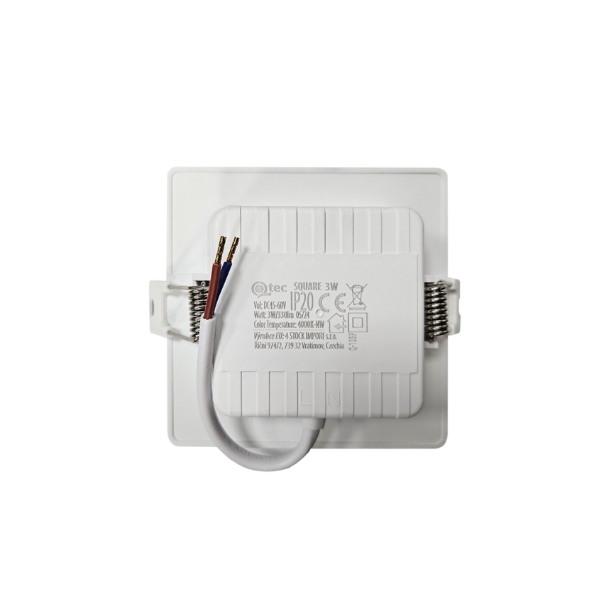 LED Vgradna svetilka SQUARE LED/3W/230V 4000K 9x9 cm bela