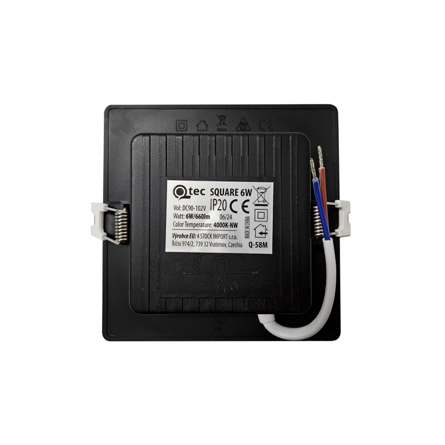 LED Vgradna svetilka SQUARE LED/6W/230V 4000K 12x12 cm črna