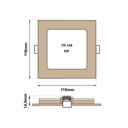 LED Vgradna svetilka SQUARE LED/6W/230V 4200K 11,8x11,8 cm rjava