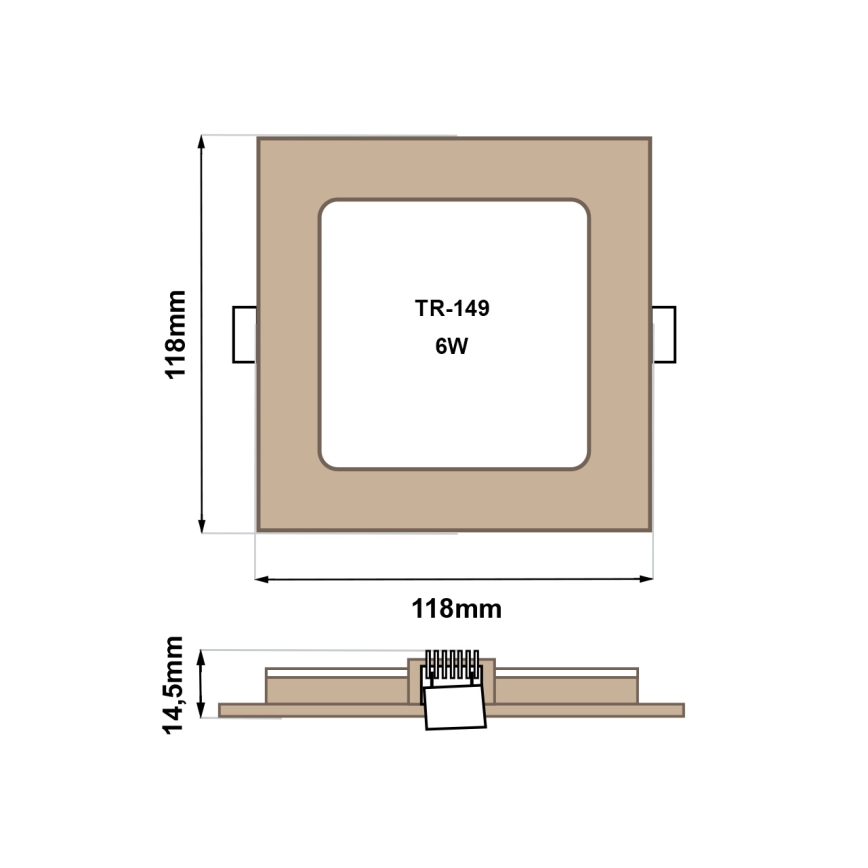 LED Vgradna svetilka SQUARE LED/6W/230V 4200K 11,8x11,8 cm rjava