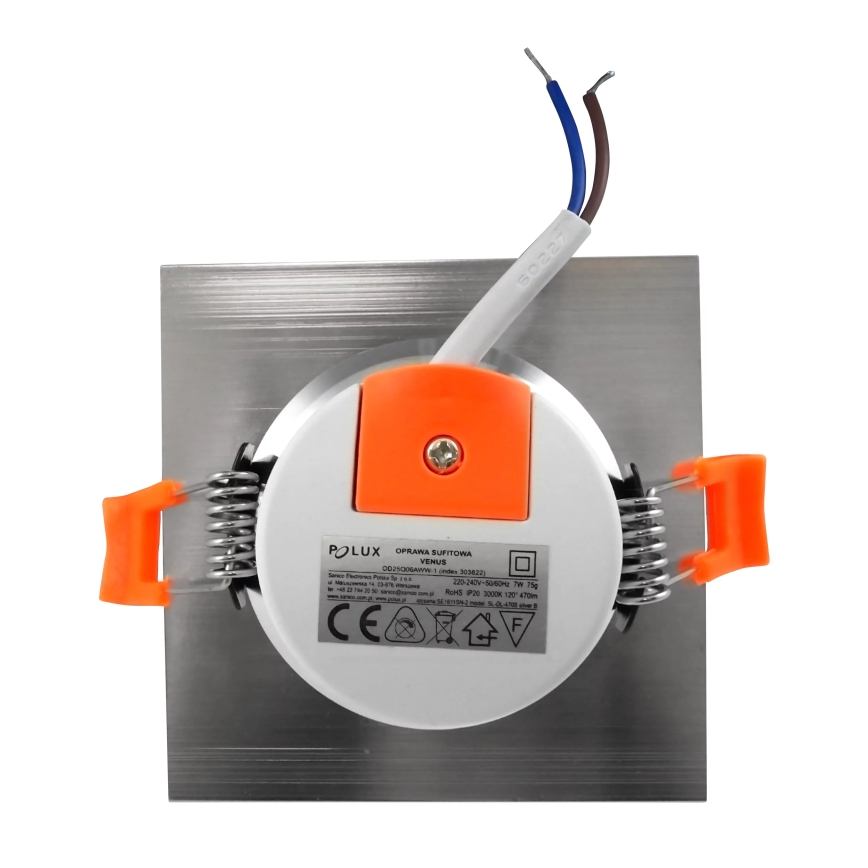 LED Vgradna svetilka VENUS LED/7W/230V srebrna kvadratna