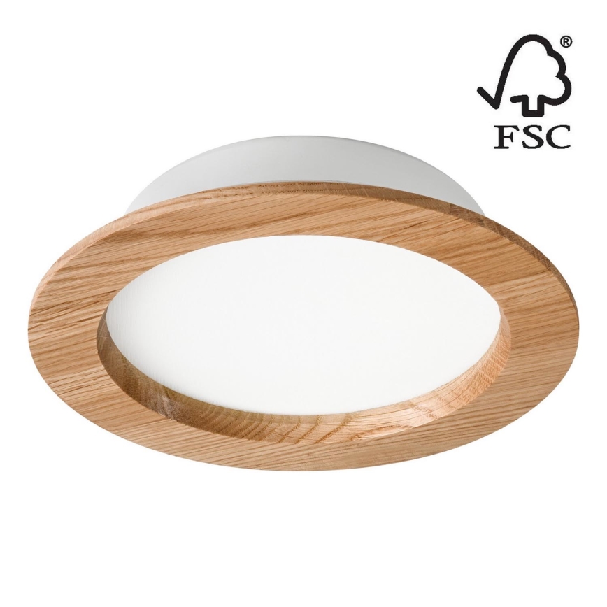 LED Vgradna svetilka WOODY SPOT LED/16,5W/230V 4000K hrast ø 18,5 cm