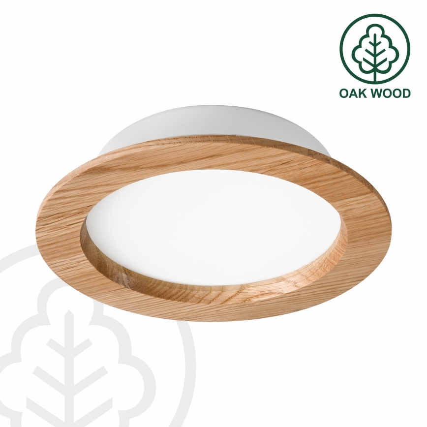 LED Vgradna svetilka WOODY SPOT LED/16,5W/230V 4000K hrast ø 18,5 cm