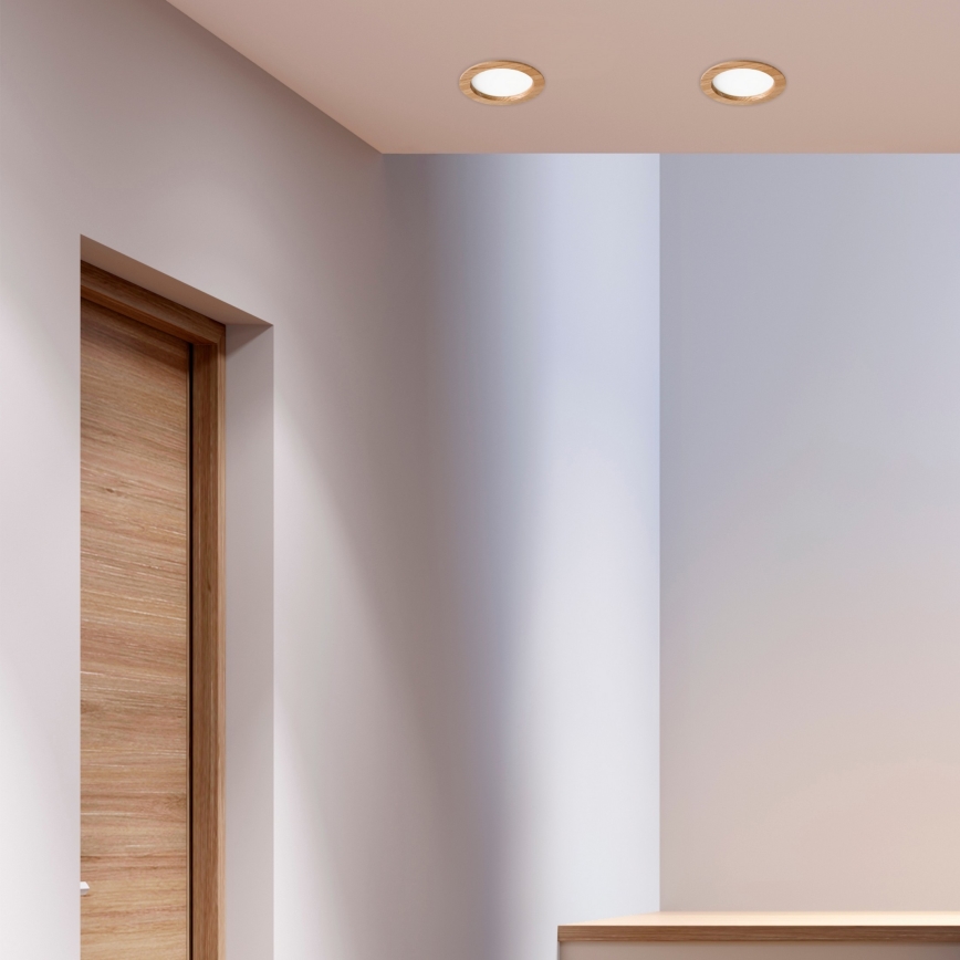 LED Vgradna svetilka WOODY SPOT LED/16,5W/230V 4000K hrast ø 18,5 cm