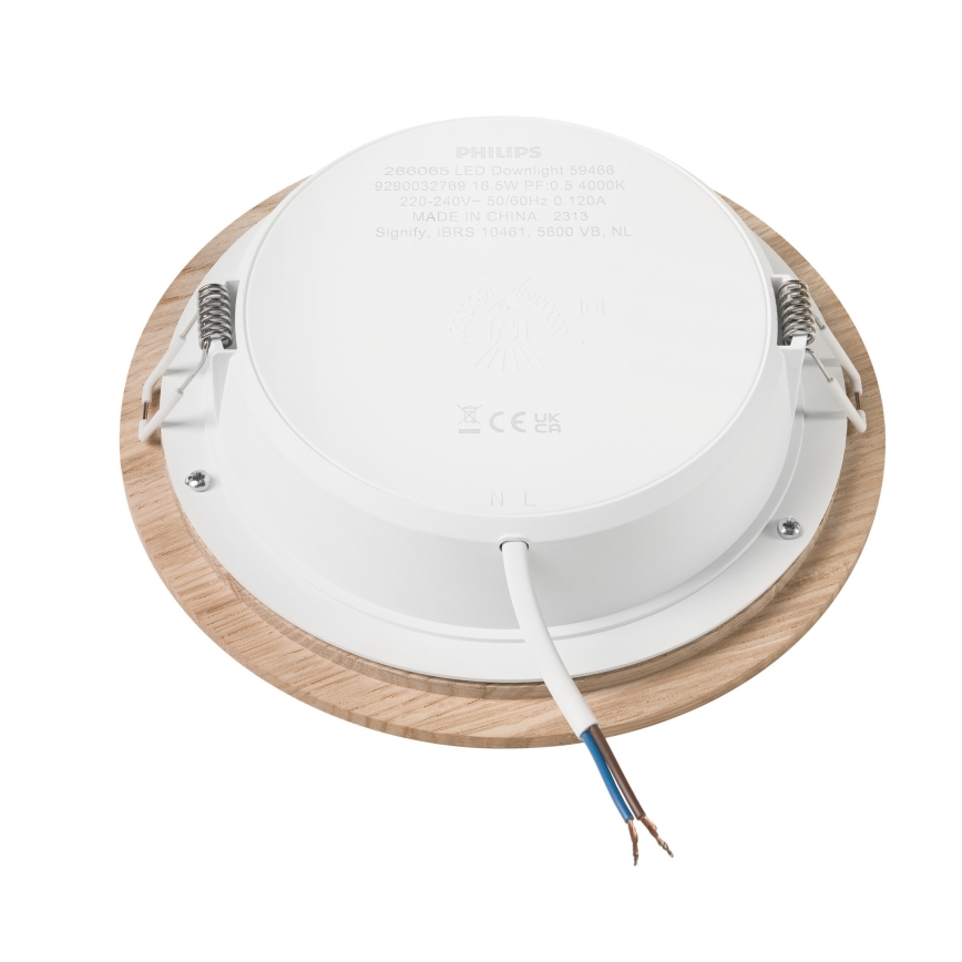 LED Vgradna svetilka WOODY SPOT LED/16,5W/230V 4000K hrast ø 18,5 cm