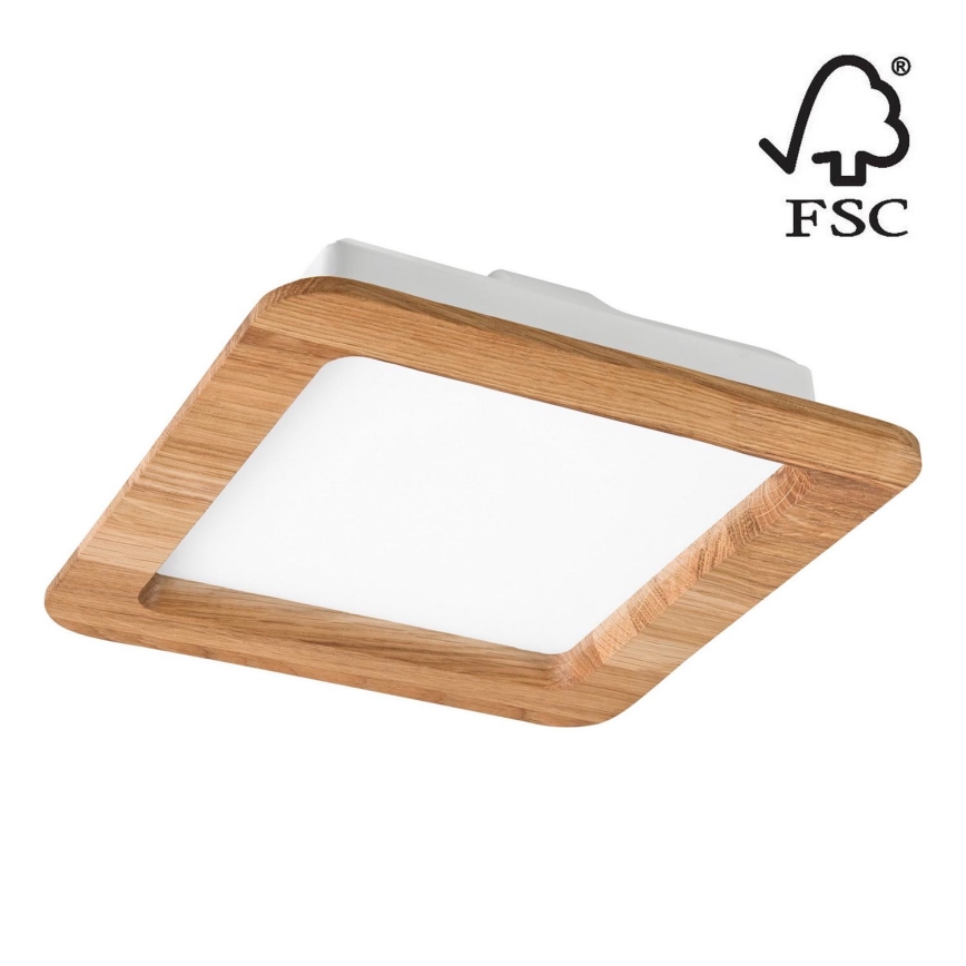 LED Vgradna svetilka WOODY SPOT LED/17W/230V 3000K hrast 18,5x18,5 cm