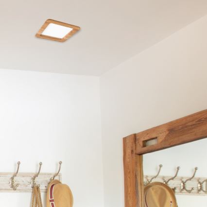 LED Vgradna svetilka WOODY SPOT LED/17W/230V 3000K hrast 18,5x18,5 cm