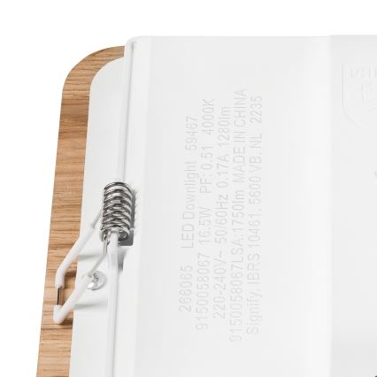 LED Vgradna svetilka WOODY SPOT LED/17W/230V 3000K hrast 18,5x18,5 cm