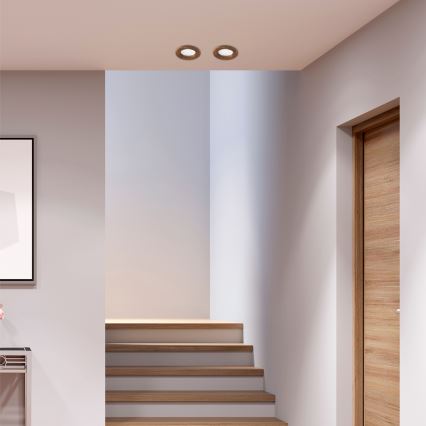 LED Vgradna svetilka WOODY SPOT LED/5,5W/230V 4000K češnja ø 10 cm