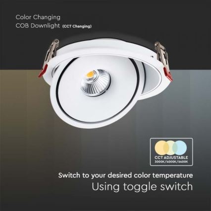 LED Vgradni reflektor LED/12W/230V 3000/4000/6400K pr. 12 cm bela
