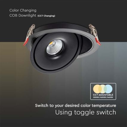 LED Vgradni reflektor LED/12W/230V 3000/4000/6400K pr. 12 cm črna