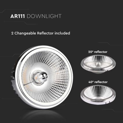 LED Vgradni reflektor LED/20W/230V 4000K 40°/20° pr. 11 cm sijajni krom
