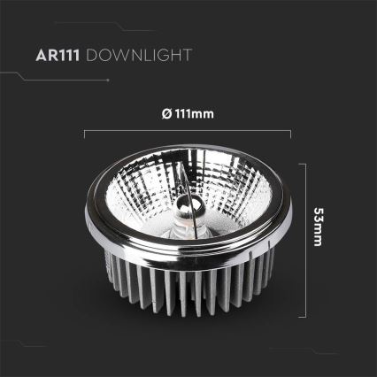 LED Vgradni reflektor LED/20W/230V 4000K 40°/20° pr. 11 cm sijajni krom