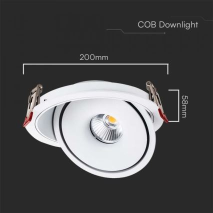 LED Vgradni reflektor LED/28W/230V 3000/4000/6400K pr. 20 cm bela