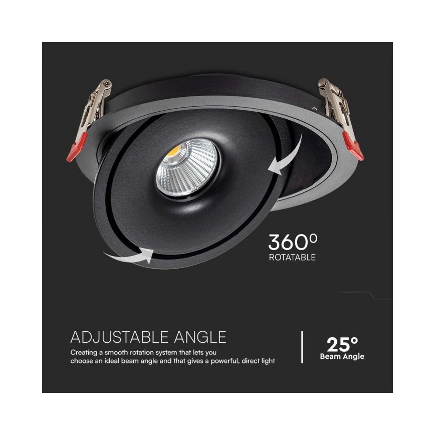 LED Vgradni reflektor LED/28W/230V 3000/4000/6400K pr. 20 cm črna