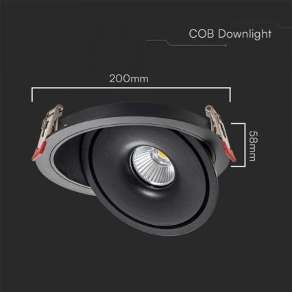 LED Vgradni reflektor LED/28W/230V 3000/4000/6400K pr. 20 cm črna
