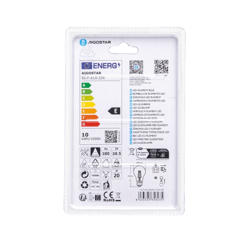 LED VINTAGE žarnica A60 E27/10W/230V 2200K - Aigostar