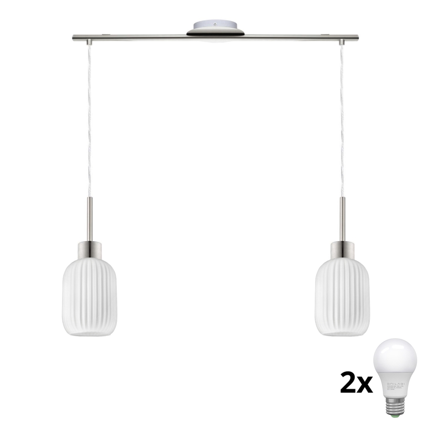 LED viseča lampa HARMA 2xE27/60W/230V matni krom/bela