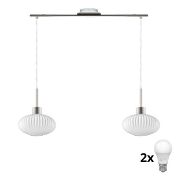 LED viseča luč HARMA 2xE27/60W/230V mat krom/bela