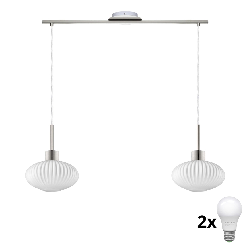 LED viseča luč HARMA 2xE27/60W/230V mat krom/bela