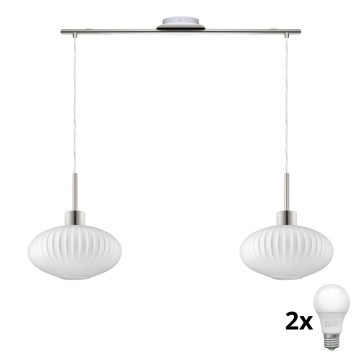 LED viseča luč HARMA 2xE27/60W/230V mat krom/bela