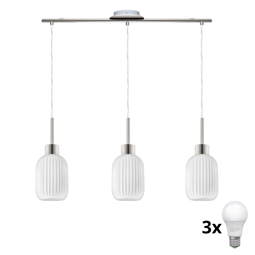 LED Viseča luč HARMA 3xE27/60W/230V mat krom/bela