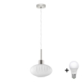 LED Viseča svetilka HARMA 1xE27/60W/230V premer 25 cm mat krom/bela