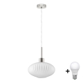 LED Viseča svetilka HARMA 1xE27/60W/230V premer 30 cm mat krom/bela