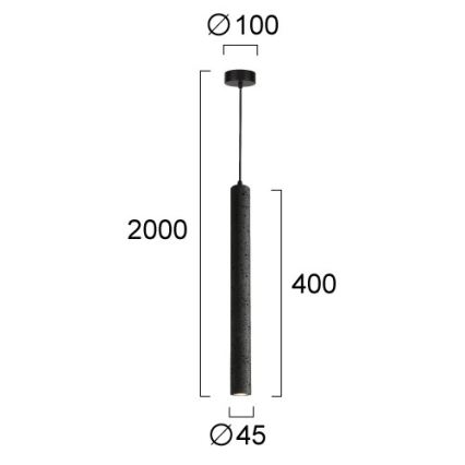 LED viseča svetilka na jeklenem lanku LEONARD LED/7W/230V, črna