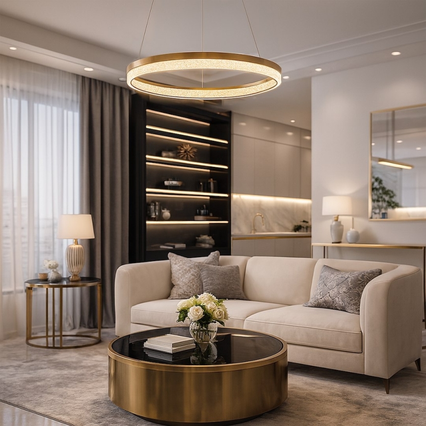 LED viseča svetilka na jekleni vrvici GALA LED/25W/230V, premer 50 cm, zlata