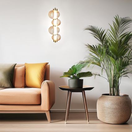 LED viseča svetilka na kablu BOLLA LED/17W/230V, premer 16 cm, zlata/dimljeno bež